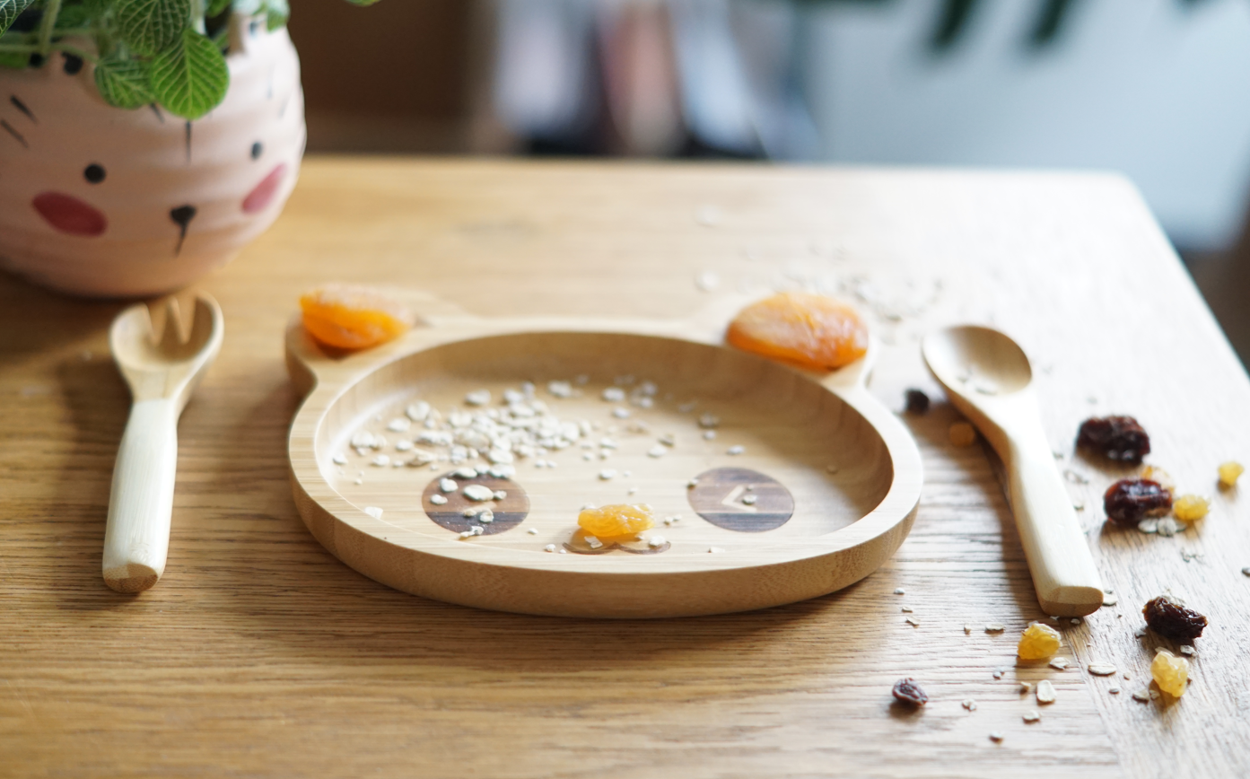 Cap Bambou -- Set de repas enfant bambou (assiette + fourchette + cuillère)