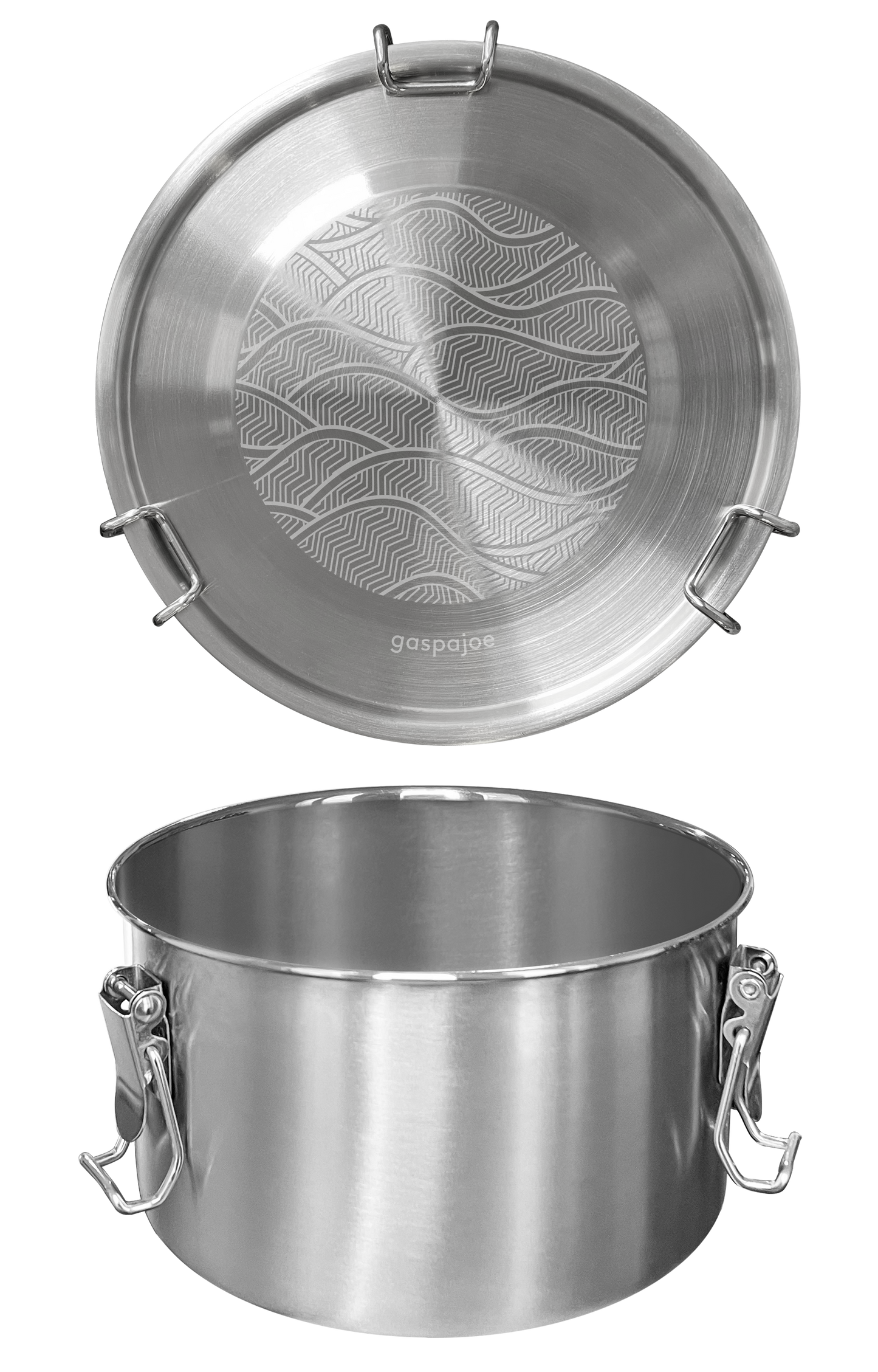 Gaspajoe -- Lunch box ronde drummy gaspajoe inox gravée onde - 1100 ml