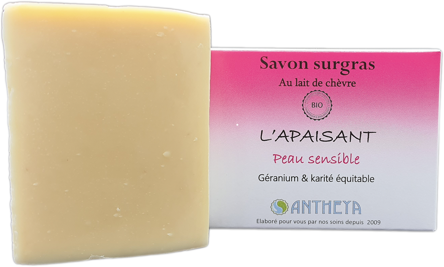 Antheya -- Savon lait de chèvre - apaisant peaux sensibles (boîte) - 100 g